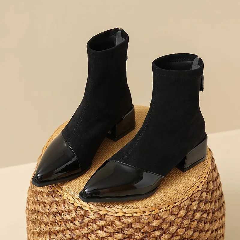 Womens Suede Boots New Autumn/Winter Trendy Slim Fit French Style Short Ankle Boots Pointed Toe Fashion New ArrivalT251223