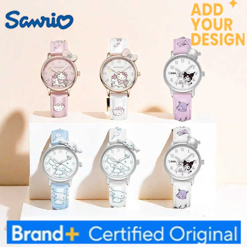 Sanrio Hello Kitty Cinnamoroll anime cartoon cute fashionable waterproof luminous watch suitable for students is a gift for girls H251223