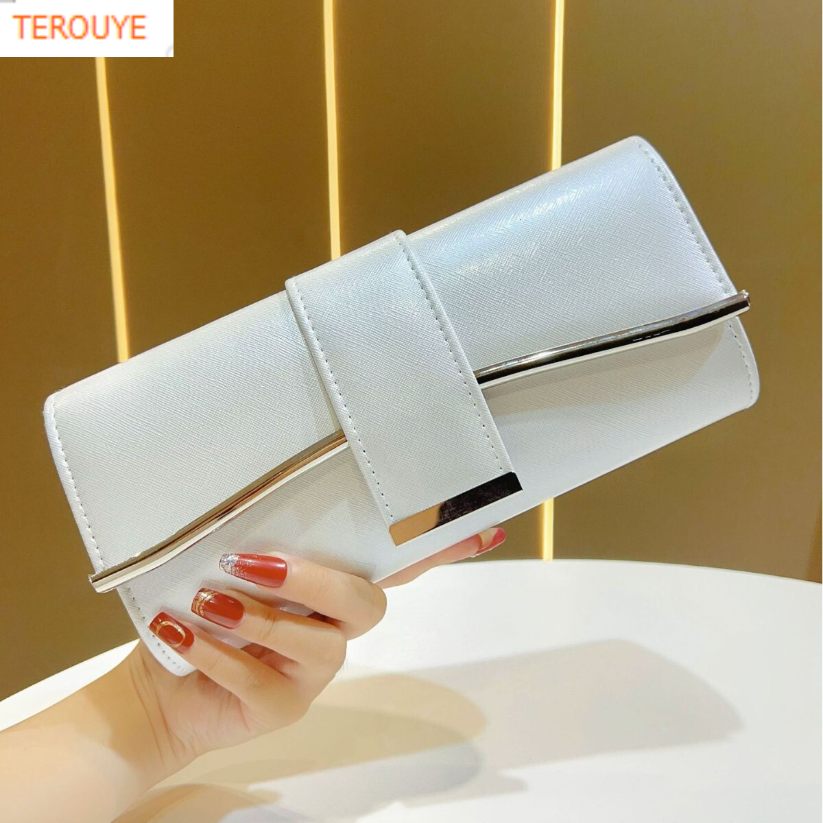 TREOUYE Autumn New Women's Wallet Simple Trendy Handbag Card Bag Evening Dress Bag Fashionable Light Luxury Elegant Bag