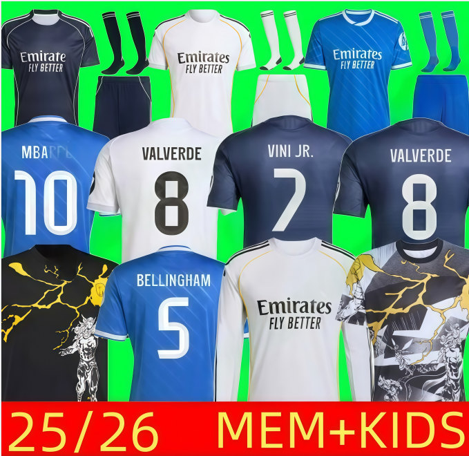 Real MBAPPE MadridS Soccer Jersey Player Fans 2025 26 BELLINGHAM VINI JR Home Away Third MODRIC RODRYGO VALVERDE ENDRICK Men Kids Football Shirt Uniforms