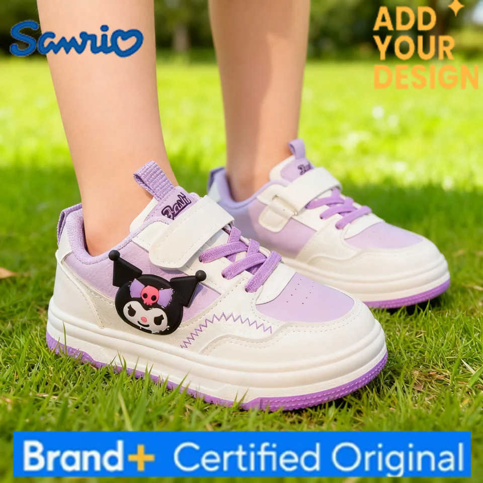 Sanrio KidsCasual Shoes Sneakers Cartoon PU Leather Spring Autumn Sports Shoes For Children Anti-slip Pink Pruple Shoes Size 22-36 H2512231