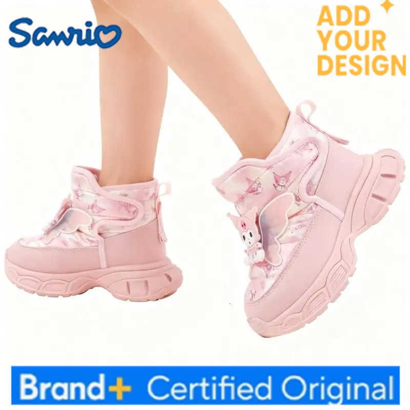 Sanrio KidsCasual Shoes Mid-Calf Boots PU Leather Cartoon Kuromi Winter Shoes For Girls Anti-slip Warm Pink Pruple Shoes Size 26-37 H251223