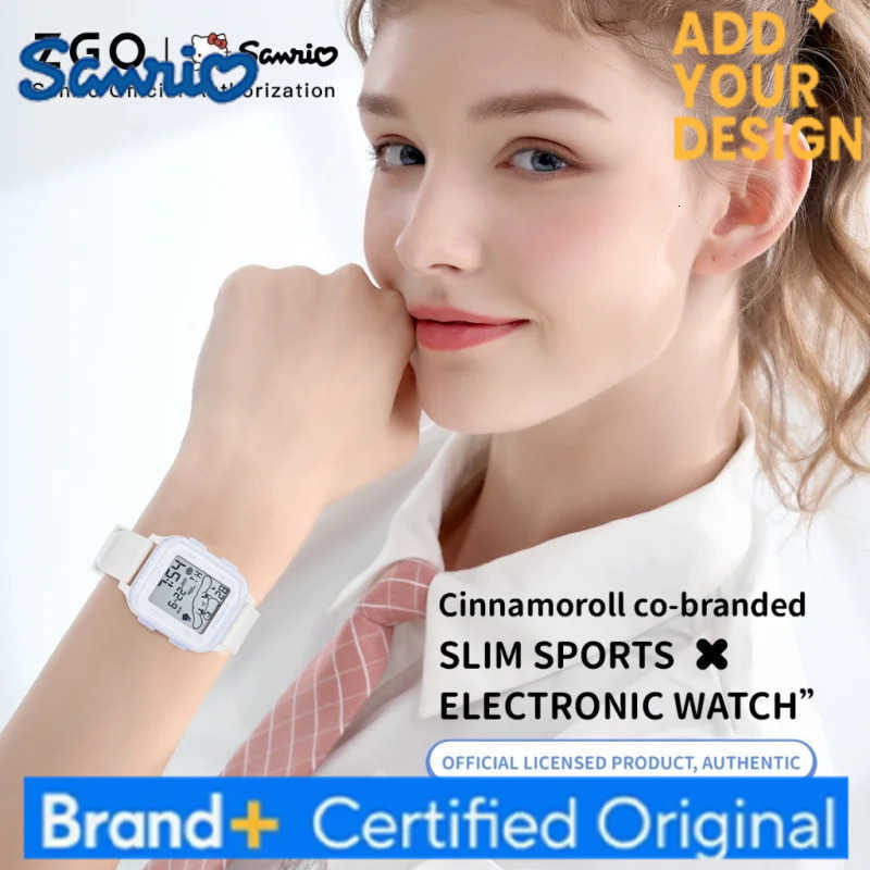 Sanrio Cinnamoroll Kids watch For girls students Cute simple style Waterproof square digital electronic watch Gift 878 H251223