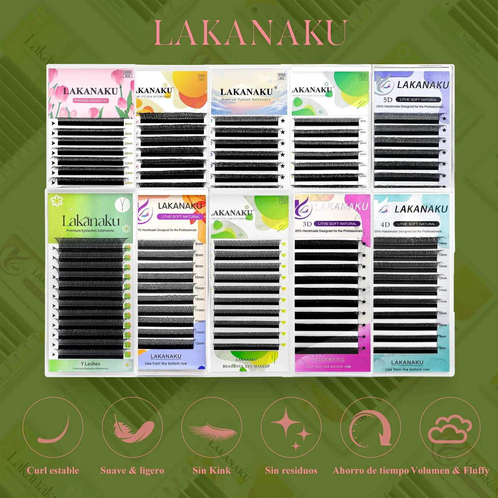 LAKANAKU Cilios YY 3D 4D 5D 6D 7D 8D W Clover 5d Lash Extensions Ciglia Volume Brasileiro Y Shape EyelashesT251223