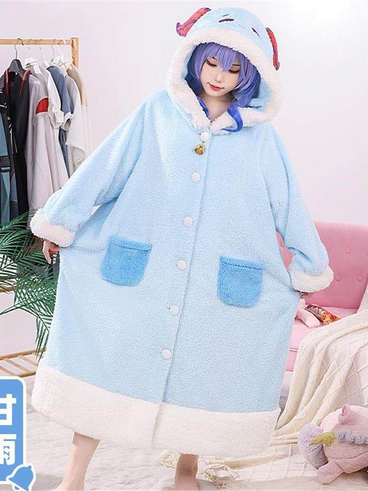 Women's Robe Kawaii Genshin Impact Plush Toys Scaramouche Ganyu Klee Plush Pajamas Soft Stuffed Home Clothes Robe Cute Men Women Night Cloth 2312