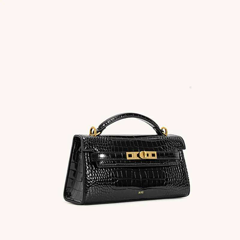 JW Crocodile Pattern Lock Small Square Handbag Single Shoulder Crossbody Bag Leather Handbag For Women S Commuting QIBALIANGPIN