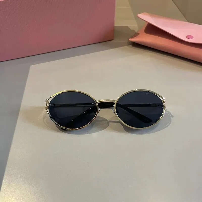 2025 elliptical sunglasses for kids Goggle Beach Sun Glasses metal material Skinny with large effect Atmosphere Show thin Z260305