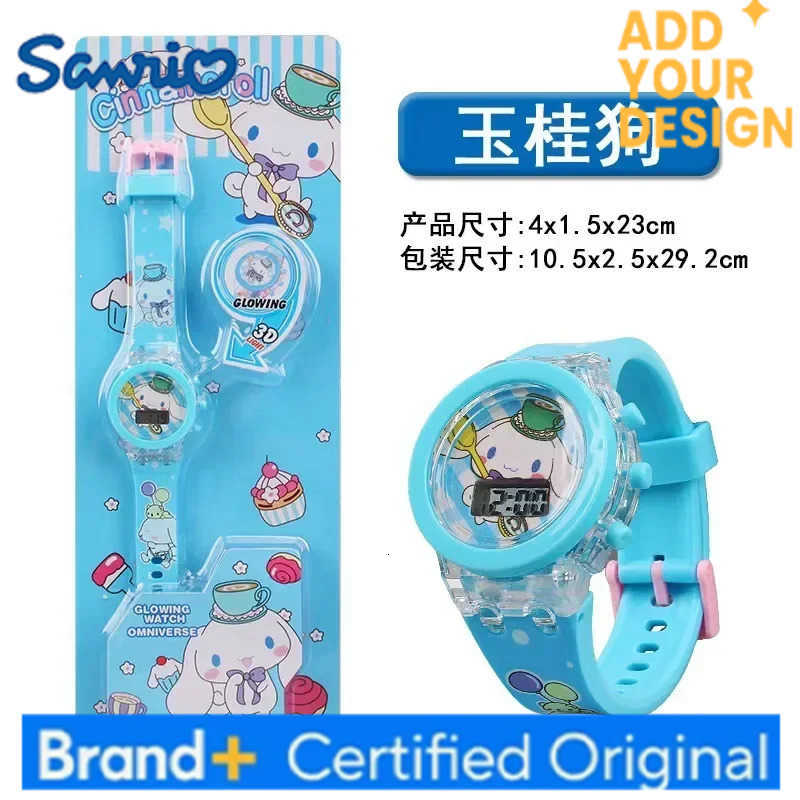 Sanrio Hello Kitty Child Glow Cartoon Electronic Watch Action Figure Kuromi My Melody Cute Luminous Toy Watch Kids Gifts Boxed H251223