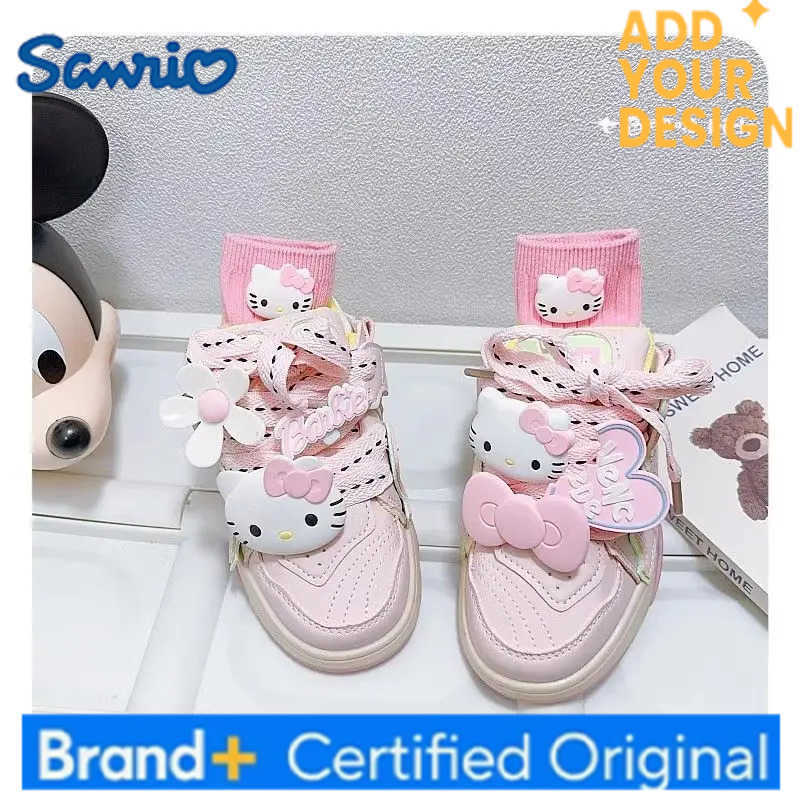 Sanrio Girls Pink Board 2025 Spring And Autumn New Cartoon Hello Kitty Girl Sports Soft Sole Student children kids women Casual shoes H251223