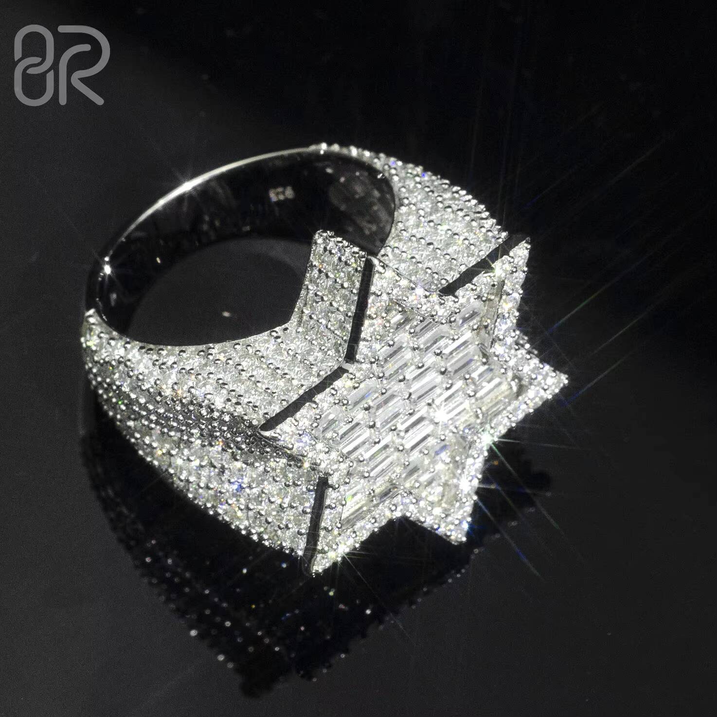 2025 new style Wholesale VVS Moissanite Diamond Hip Hop Ring Six-pointed Star Baguette Cut 925 Silver Hip Hop Jewelry Custom Championship Rings