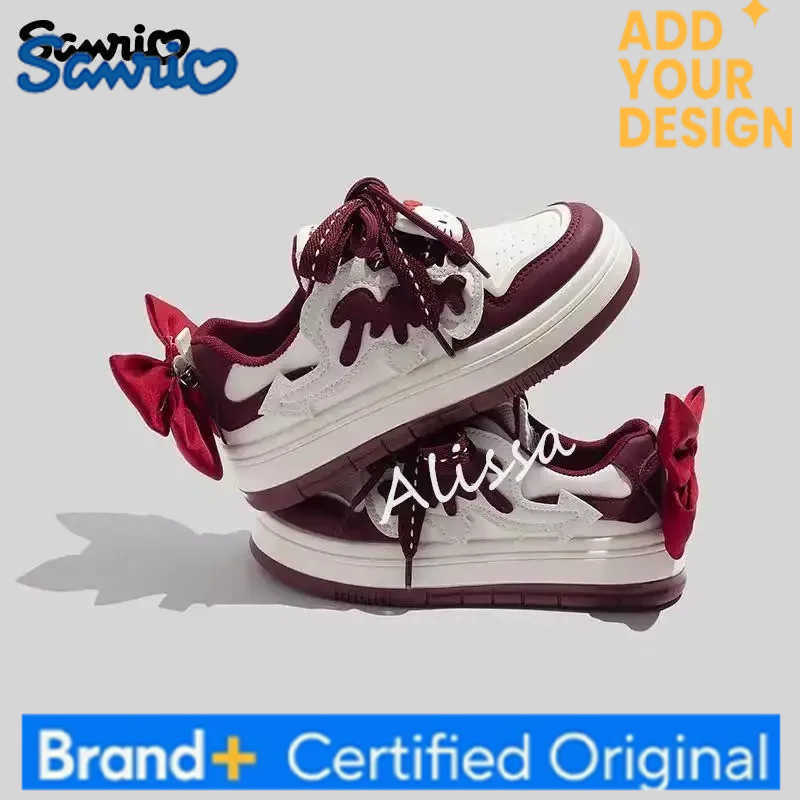 Sanrio Women Sneakers Hello Kitty Leisure Board Shoes Anime Thick Sole Little White Shoes Cartoon Cute Girls Student Shoes Sports Shoes H251223