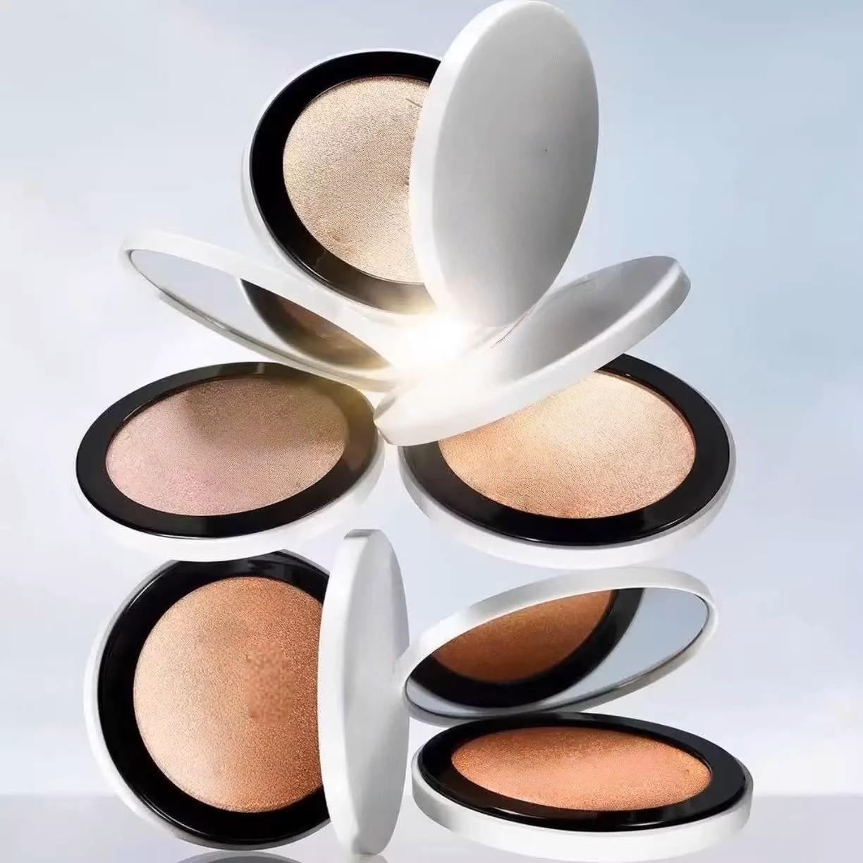 25 White powder compacts Face Powder Foundation Gold Compact Natural 5 Colors Stock Makeup Tool Cosmetic Drop Delivery Health Beauty