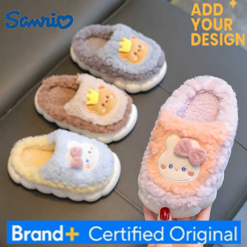 Sanrio 2025New Winter Plush Slippers Childrens Non-slip Soft Sole Kids Boys Girls Warm H251223