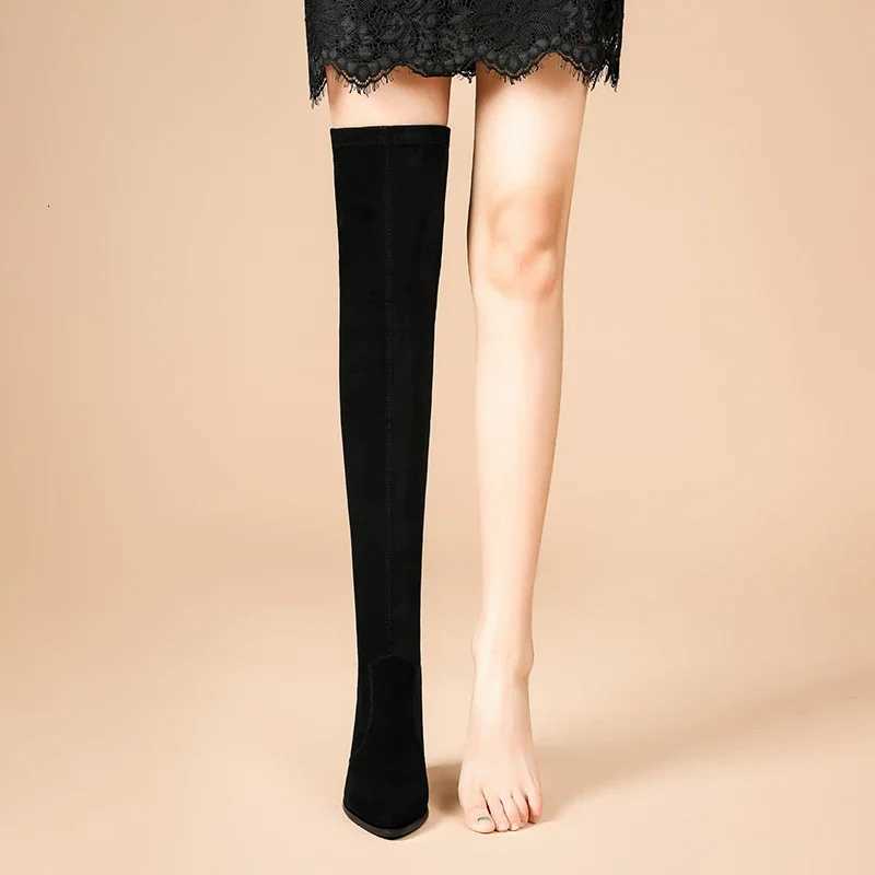 High Heel Pointed Toe Sock Boots Over The Knee Winter Female Shoes on Sale 2025 Brand Solid Zipper Concise Womens BootsT251223