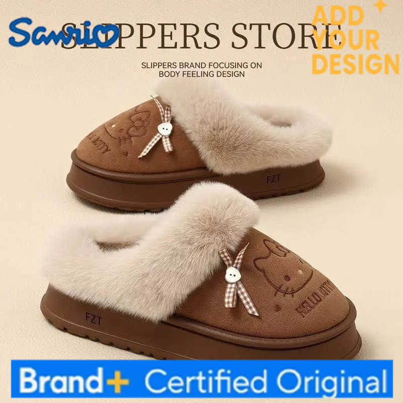 Sanrio Kawaii Hello Kitty Cotton Slippers for Girls Home Outdoor Plush Warm Comfortable Thickened Cotton Slippers Cute Gift H251223