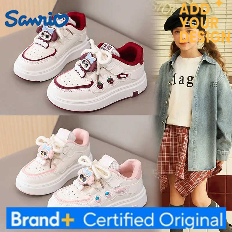 Sanrio KidsCasual Shoes Sneakers Cartoon My Melody PU Leather For Girls Anti-slip Velcro Breathable Pink Pruple Shoes Size 28-37 H2512231