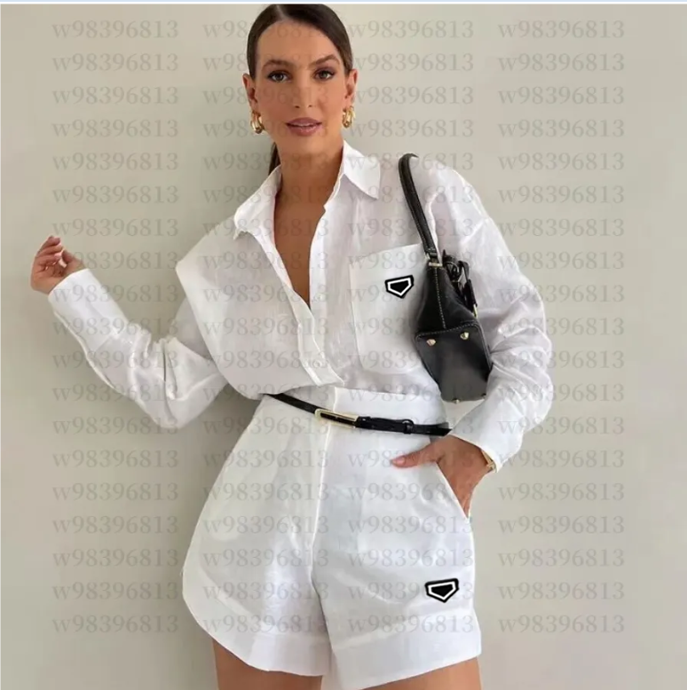 2026 new Women's Blouses Shirts White Shorts Sets 2 Piece Sets Women Loose Shirt And Shorts Suits Summer Female Outfits
