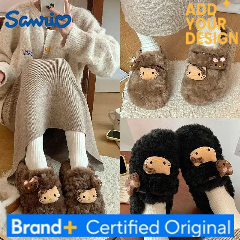 Sanrio Kawaii Hello Kitty Students Cute Cartoon Comfortable Warm Shoes Children Plush Cold Proof Shoes Christmas Gifts for Kids H251223