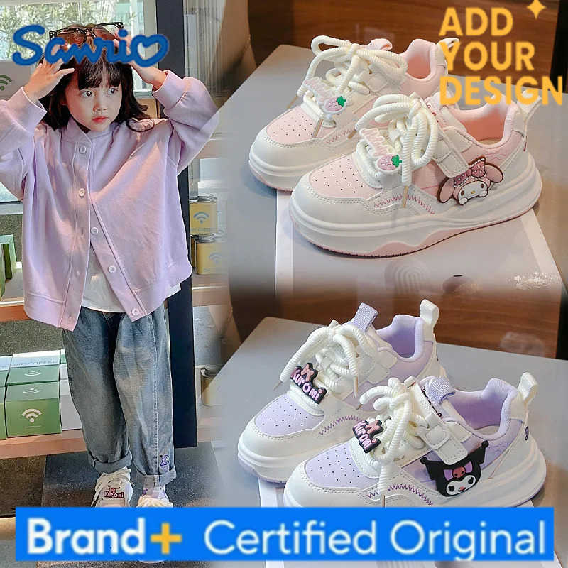 Sanrio Childrens Cute Melody Casual Board Shoes Girls Cartoon Sneakers Spring and Autumn New Kawaii Kuromi Anti Slip Soft Sole Shoes H251223