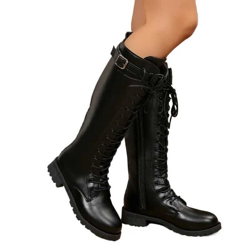 2025 New Ladies Shoes Belt Buckle Womens Boots Fashion Side Zipper Modern Boots Women Winter Plus Size Knee-High Boots ZapatosT251223