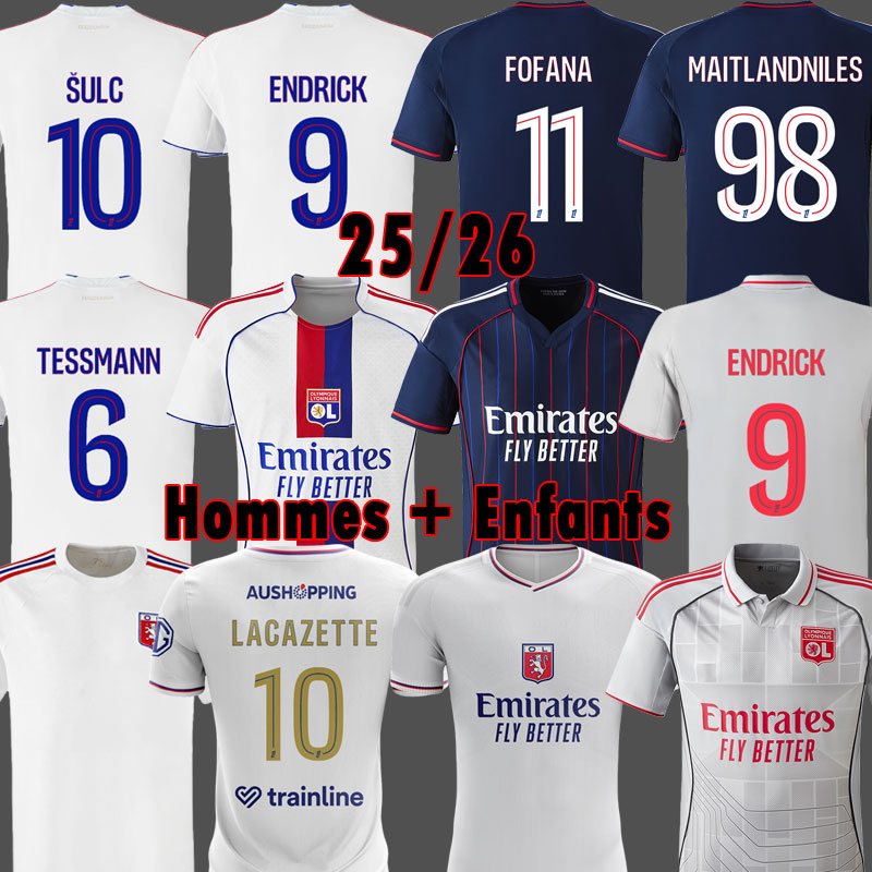 Lyon 2025 75 Year Anniversary Kit ENDRICK Maillot de foot SULC Soccer JerseyS OL FOFANA football shirts 25 26 Lyonnais 4TH man kids kits MOREIRA equipment lyon tops