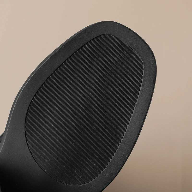 Womens New Autumn/Winter Genuine Leather Cowhide Mid Heel Large Metal Belt Buckle and Knee Zipper High Barrel Knight BootsT251223