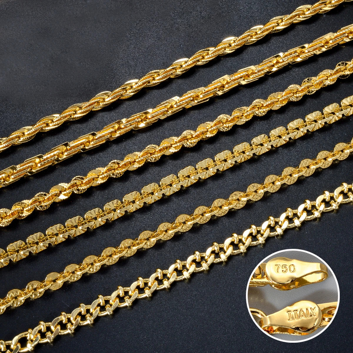 Fashion Italy 750 18k gold plated Copper Link Chain Necklace For Women Jewelry Man Neck Accessories Charms Party Gift 251223