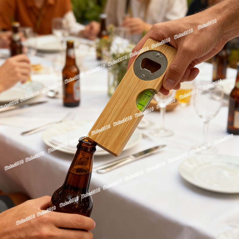 Wooden Bottle Opener Spirit Level With Opener Function 2 in 1 Bottle Opener For Kitchen Construction Bar 15 x 4.8*2CM