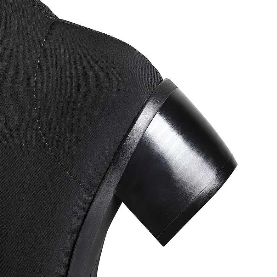 New Women Stretch Lycra Sexy Long Sock Boots Pointed Toe Platform Party Shoes Ladies Slim Chunky High Heels Over The Knee BootsT251223