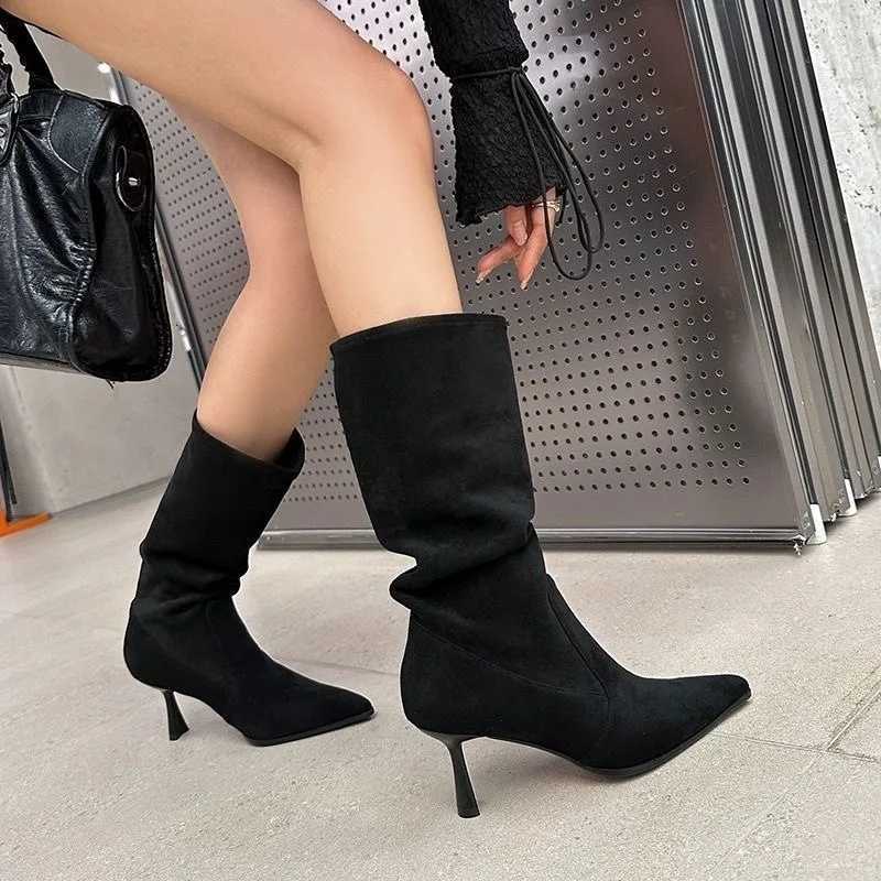 Ladies Shoes 2025 Hot Sale Slip-on Womens Boots Fashion Pointed Toe Modern Boots Women New Light Best Seller Mid-Calf BootsT251223