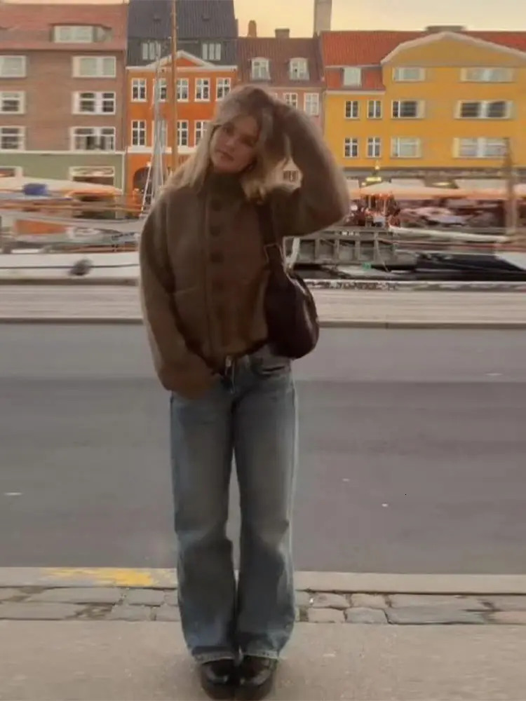 Fall Winter Casual Woolen Blended Jacket O Collar Long Sleeve Single Breasted Pocket Coat 2025 Lady Solid High Street Wears 251216