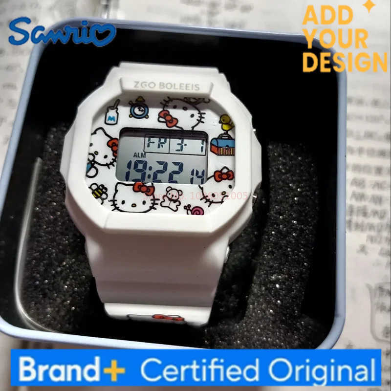 Sanrio Original Joint Anime Watch Cinnamoroll Hello Kitty Simple Luminous Waterproof Square Electronic Watch Boy Girl Gifts H251223