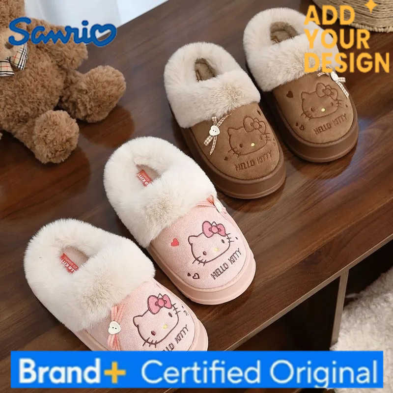 Sanrio Kawaii Hello Kitty Cotton Slippers for Girls Home Outdoor Plush Warm Comfortable Thickened Cotton Slippers Cute Gift H251223
