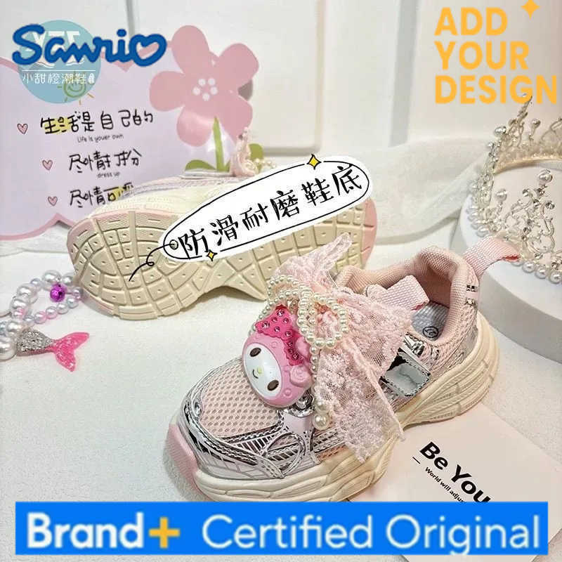 Sanrio Spring Summer Kawaii My Melody Anime Casual Children Shoes 2025 Cute Cartoon Pearl Bow Sneakers Lovely Gifts for Kids H251223