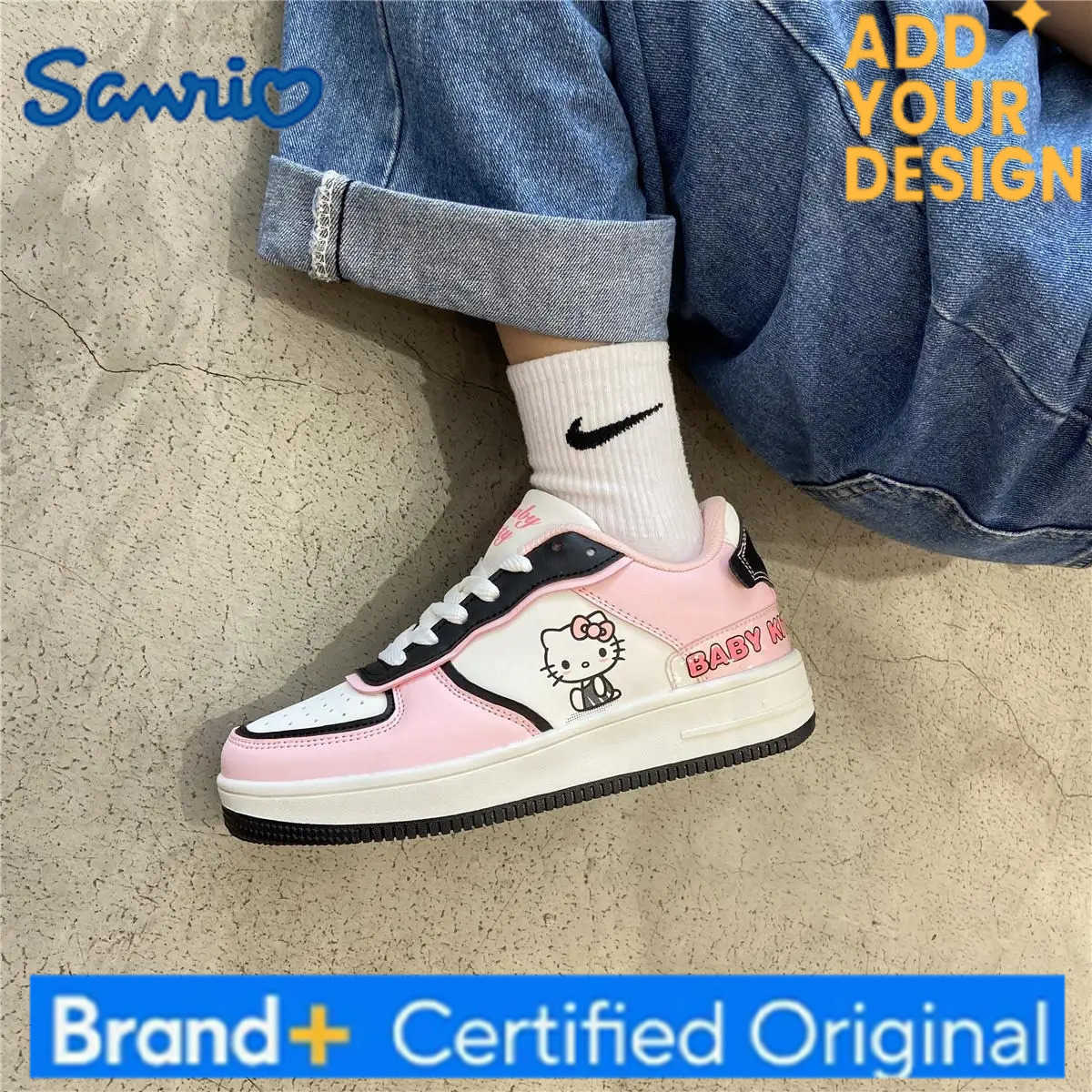 Sanrio 2025 Hello Kitty Pink Cute Board Shoes Female Student Soft Girl Katie Cat Sports Shoes Anime Kawaii Women Skateboard Shoes Gifts H251223