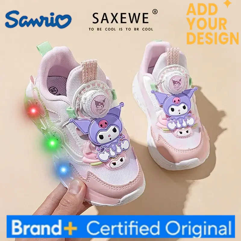 Sanrio Kuromi Girls Kawaii Cartoon Mesh Electric Rotary Button Shoes Anime Soft Sole Sports Spring Autumn New Dad Shoes Fashion H251223