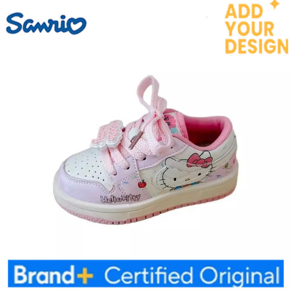 Sanrio Miniso 2025 Spring Fall Retro Girls Shoes Hello Kitty White Sneakers Soft Sole Comfortable Fashion H251223