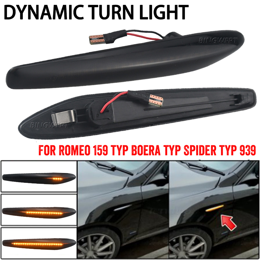 2Pcs Canbus LED Dynamic Side Marker Lights Car Turn Signal Lamps For Alfa Romeo 159 Sportwagon Brera Spider 939 OEM#60691105