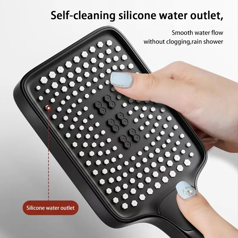 New Square Adjustable Shower Head 4 Modes Rainfall Shower Large Flow Showerhead High Pressure Water Saving Shower Mixer Bathroom Accessories