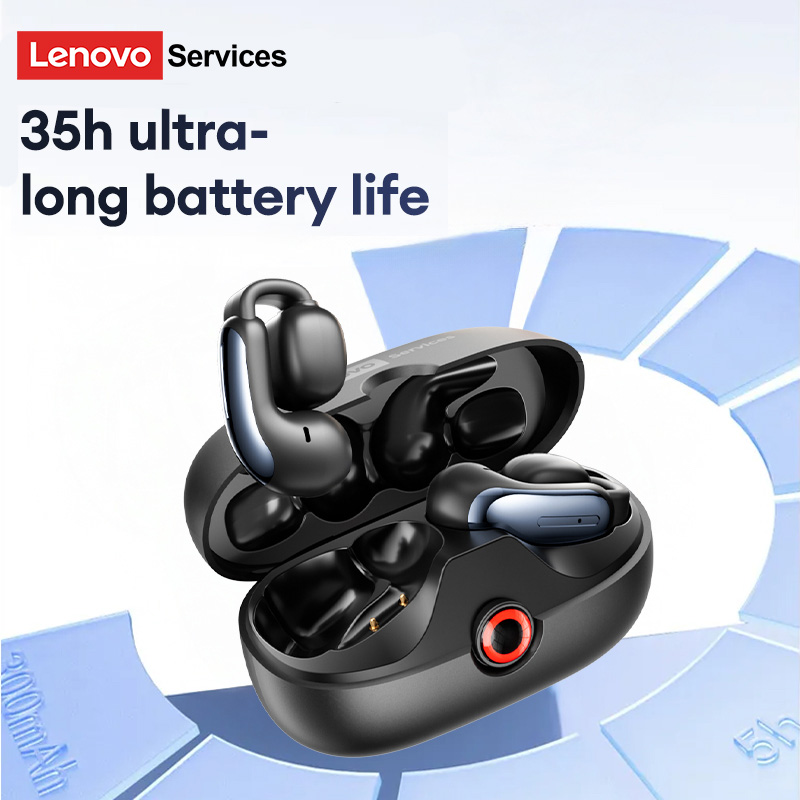 Lenovo LES-108 OWS Bluetooth V6.0 Ear Clip G-Type Bone Conduction Concept Earphones AI Smart Call Noise Cancellation Headset Sports Waterproof Earbuds