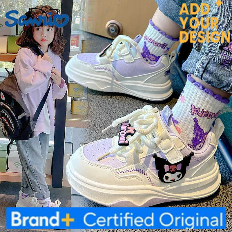 Sanrio Childrens Cute Melody Casual Board Shoes Girls Cartoon Sneakers Spring and Autumn New Kawaii Kuromi Anti Slip Soft Sole Shoes H251223