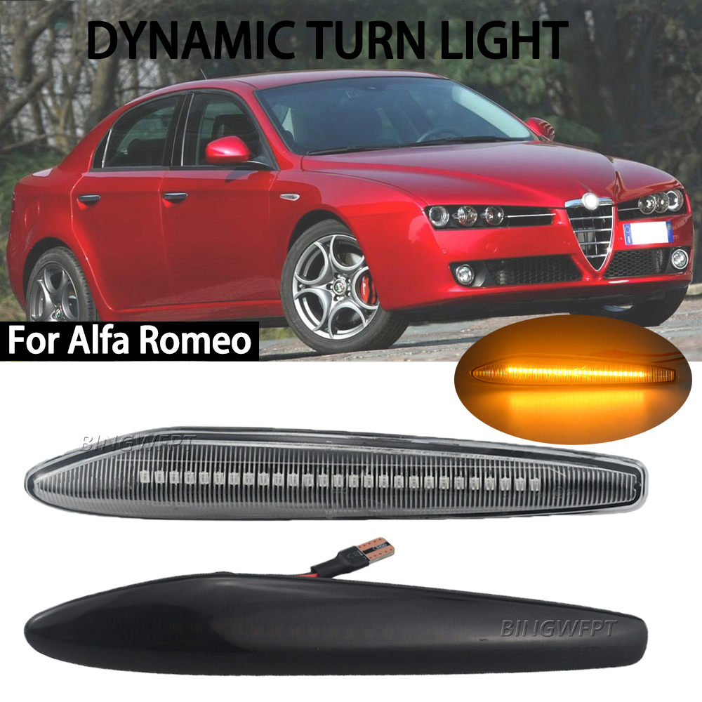 2Pcs Canbus LED Dynamic Side Marker Lights Car Turn Signal Lamps For Alfa Romeo 159 Sportwagon Brera Spider 939 OEM#60691105