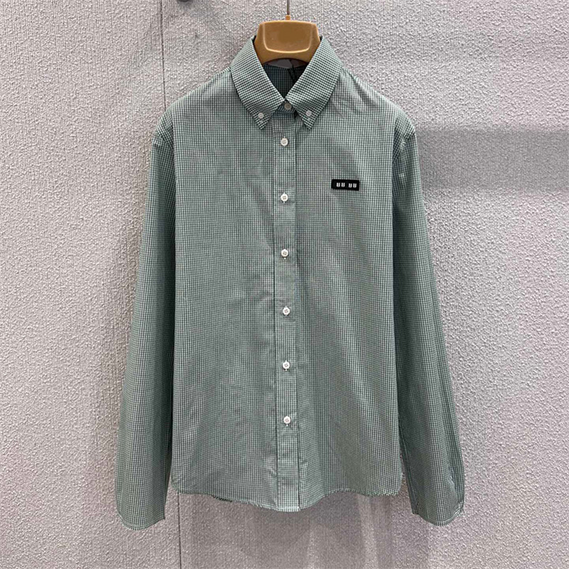 Luxury Women Plaid Button Blouses Designer Letter Tassel Long Sleeved Shirts Brand Casual Daily Versatile Shirt