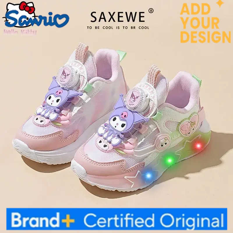 Sanrio Kuromi Girls Kawaii Cartoon Mesh Electric Rotary Button Shoes Anime Soft Sole Sports Spring Autumn New Dad Shoes Fashion H251223