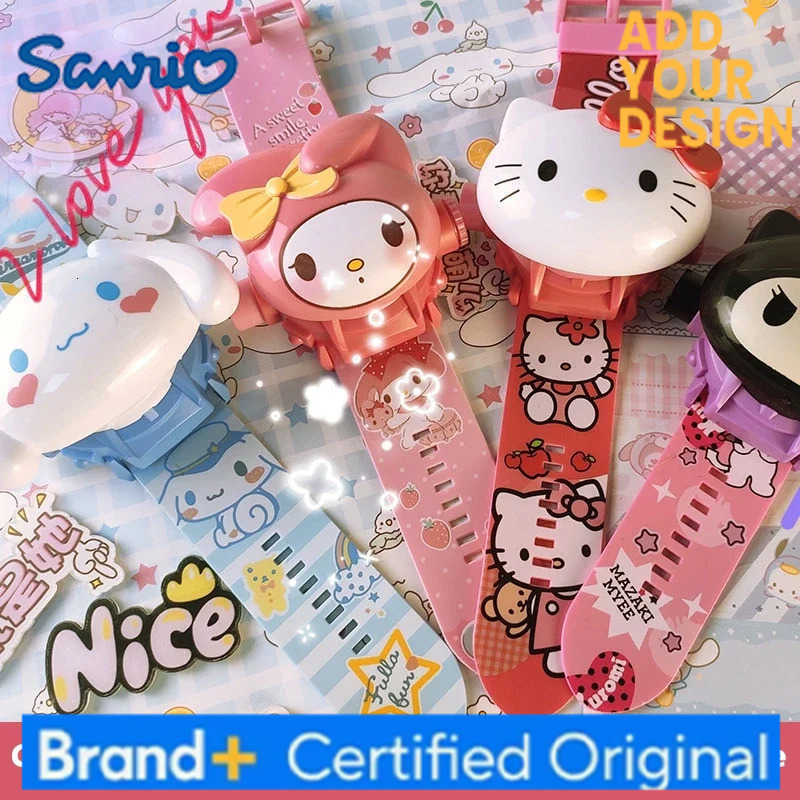 Sanrio 3D Projection Digital Watch Cinnamoroll Kuromi Melody Cartoon LED Silica Watchband Electronic Watches Kids Gift Birthday Present H251223