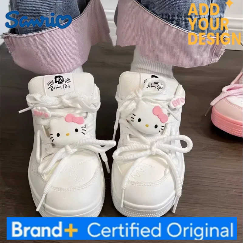 Sanrio Anime Hello Kitty Pink Sports Shoes Sanrios Cartoon Cute Spring Autumn Versatile Thick Bottom Rise Leisure Board Shoes Girl Gift H251223