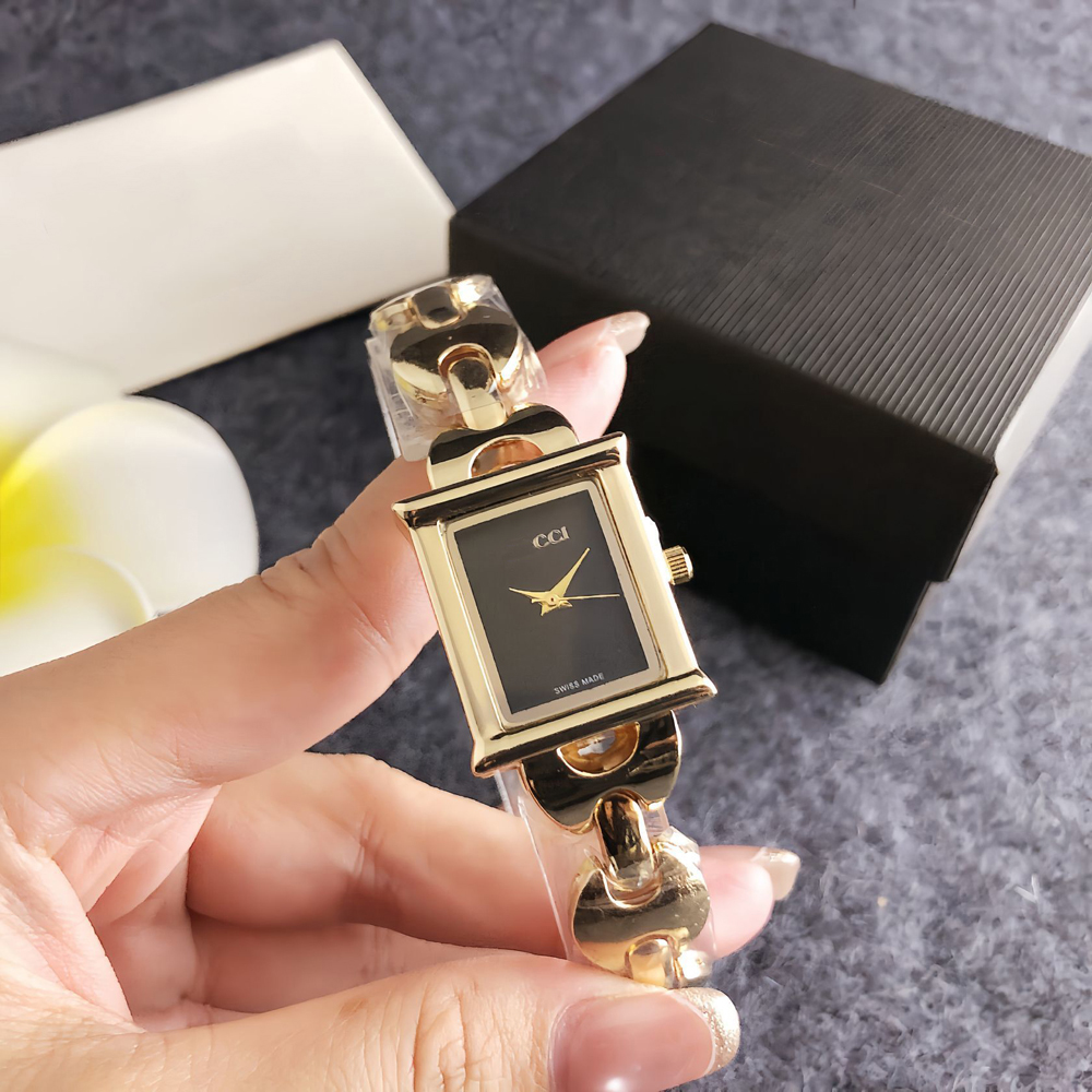 Fashion Full Brand Wrist Watch Women Girl Ladies 22mm Rectangle Bracelet Style Steel Metal Band Quartz Luxury Clock G192