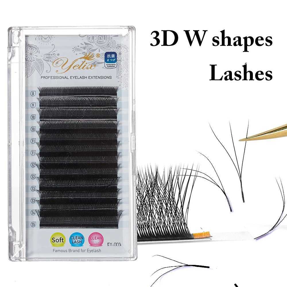 Yelix Lashes W Shape Bloom 2D 3D 4D 5D Premade Fans Speed Eyelash Extensions Natural Soft Light Full Dense YY Individual LashesT251223