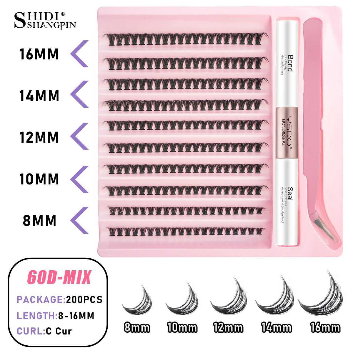 DIY Lash Extension Kit 50D-120D False Lash Bond And Seal 2in1 Natural Fluffy Wispy 8-16MM Eyelashes Extension Makeup ToolsT251223
