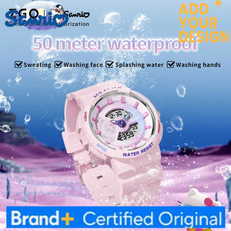 Sanrio Hello Kitty Ladies Electronic Watch Cute and Stylish Multi-functional Dual-Display Sports Digital Watch Gift 8573 H251223